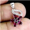 Image 2 : RHODOLITE GARNET PENDANT IN 14K WHITE PLATED GOLD OVER 925 STERLING SILVER - APPRAISED REPLACEMENT V