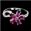 Image 1 : RHODOLITE GARNET RING IN 14K WHITE PLATED GOLD OVER 925 STERLING SILVER - SIZE 9 - APPRAISED REPLACE