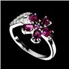 Image 2 : RHODOLITE GARNET RING IN 14K WHITE PLATED GOLD OVER 925 STERLING SILVER - SIZE 9 - APPRAISED REPLACE