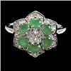 Image 1 : EMERALD RING EMERALD IN 14K WHITE PLATED GOLD OVER 925 STERLING SILVER - SIZE 7 - APPRAISED REPLACEM