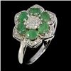 Image 2 : EMERALD RING EMERALD IN 14K WHITE PLATED GOLD OVER 925 STERLING SILVER - SIZE 7 - APPRAISED REPLACEM