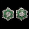 Image 1 : EMERALD EARRINGS IN 14K WHITE PLATED GOLD OVER 925 STERLING SILVER - APPRAISED REPLACEMENT VALUE