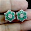 Image 2 : EMERALD EARRINGS IN 14K WHITE PLATED GOLD OVER 925 STERLING SILVER - APPRAISED REPLACEMENT VALUE