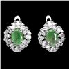 Image 1 : EMERALD EARRINGS IN 14K WHITE PLATED GOLD OVER 925 STERLING SILVER - APPRAISED REPLACEMENT VALUE