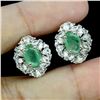Image 2 : EMERALD EARRINGS IN 14K WHITE PLATED GOLD OVER 925 STERLING SILVER - APPRAISED REPLACEMENT VALUE