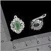 Image 3 : EMERALD EARRINGS IN 14K WHITE PLATED GOLD OVER 925 STERLING SILVER - APPRAISED REPLACEMENT VALUE