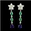 Image 1 : EMERALD AND AMETHYST EARRINGS IN 14K WHITE PLATED GOLD OVER 925 STERLING SILVER â€[x=#8220/