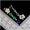 Image 3 : EMERALD AND AMETHYST EARRINGS IN 14K WHITE PLATED GOLD OVER 925 STERLING SILVER â€[x=#8220/