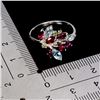 Image 3 : SKY BLUE TOPAZ, RHODOLITE GARNET AND CHROME DIOPSIDE RING IN 14K WHITE PLATED GOLD OVER 925 STERLING
