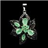 Image 2 : EMERALD AND BLUE SPINEL PENDANT IN 14K WHITE PLATED GOLD OVER 925 STERLING SILVER â€[x=#822