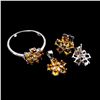Image 2 : CITRINE SET (RING, EARRINGS, PENDANT) IN 14K WHITE PLATED GOLD OVER 925 STERLING SILVER â€[