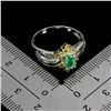 Image 3 : EMERALD AND SAPPHIRE RING IN 14K WHITE PLATED GOLD OVER 925 STERLING SILVER â€“ SI