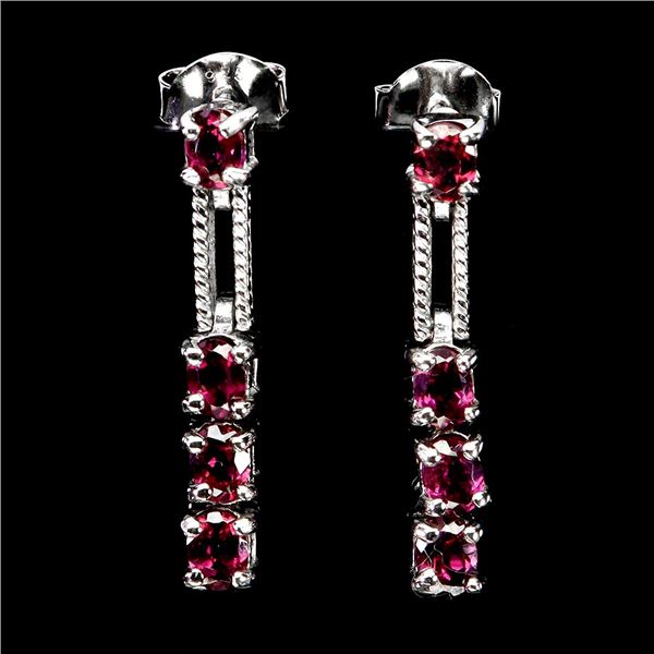 RHODOILTE GARNET EARRINGS IN 14K YELLOW PLATED GOLD OVER 925 STERLING SILVER â€“ A