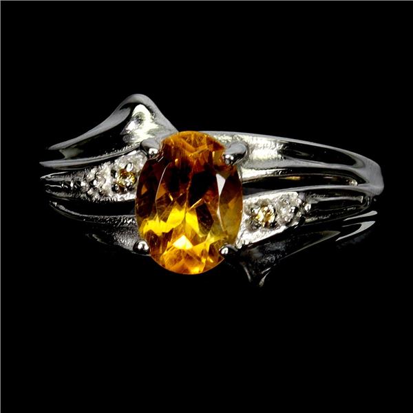 DARK YELLOW SAPPHIRE RING IN 14K YELLOW PLATED GOLD OVER 925 STERLING SILVER â€“ S