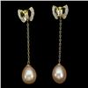 Image 2 : PEACH COLOR DROP PEARL EARRINGS IN 14K YELLOW PLATED GOLD OVER 925 STERLING SILVER â€[x=#82