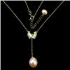 Image 1 : PEACH COLOR DROP PEARL NECKLACE IN 14K YELLOW PLATED GOLD OVER 925 STERLING SILVER â€[x=#82