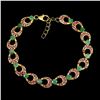 Image 1 : EMERALD AND RUBY BRACELET IN 14K YELLOW PLATED GOLD OVER 925 STERLING SILVER â€“ 8