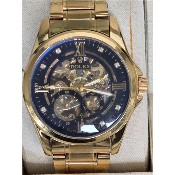 ROLEX DATE JUST 40 MM FULLY AUTOMATIC BLACK SKELETON DIAL ROLEX HIGH QUALITY REPLICA WATCH. ORIGINAL