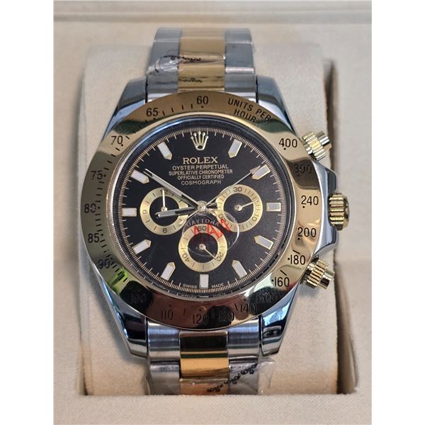 FULLY AUTOMATIC BRAND NEW ROLEX DAYTONA REF# 116523 40 MM HIGH END AAA REPLICA WATCH. BLACK DIAL, GO