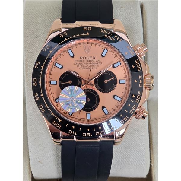 FULLY AUTOMATIC BRAND NEW ROLEX DAYTONA REF# 116523 40 MM HIGH END AAA REPLICA WATCH. EVEROSE GOLD D