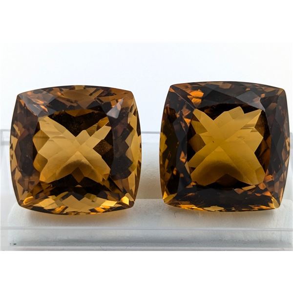 64.73 ct Authenticated Madeira Citrine gemstone Pair ($6,790 Appraisal)