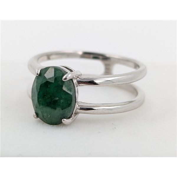 3.1 ct Authenticated Silver Emerald gemstone RIng ($3,651 Appraisal)