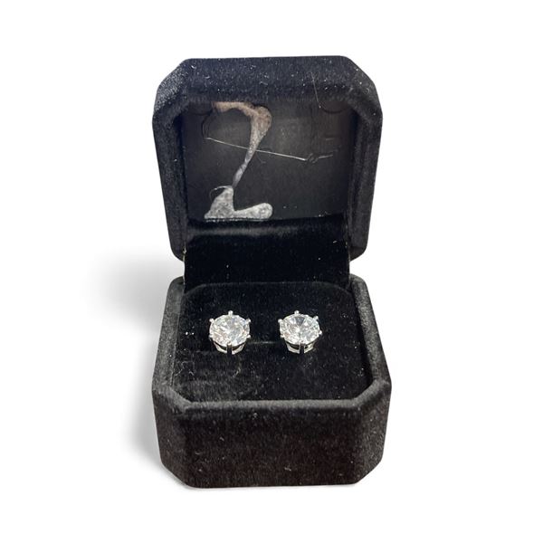 New 925S 3.0ct Each Simulated Diamond (CZ) Stud Earrings - Mounted in 925 Sterling Silver with White