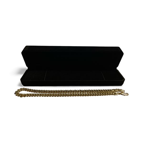 New 14K Gold Plated 7.5mm Cuban Link Necklace 18" Long w/Case