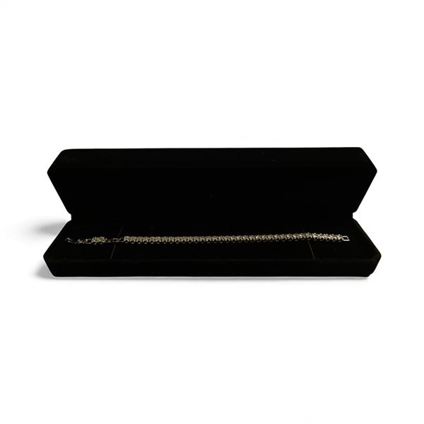 New Platinum Plated 4.0mm Princess Cut Simulated Diamond (CZ) Tennis Bracelet - Adjustable Chain 7" 