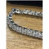 Image 3 : New Platinum Plated 4.0mm Princess Cut Simulated Diamond (CZ) Tennis Bracelet - Chain 18" Long w/Cas