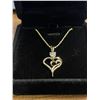 Image 2 : New 14k Gold Plated 0.5ct Heart Cut Simulated Diamond (CZ) Double Heart Necklace - Chain 18" Long w/