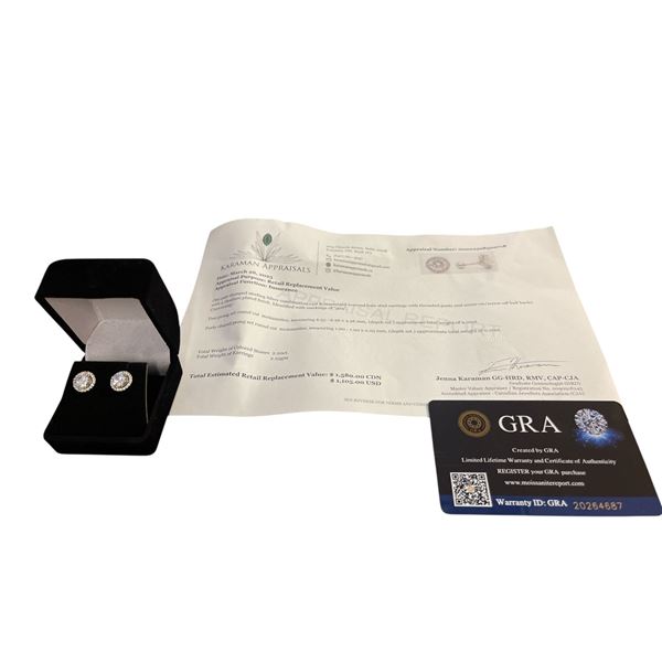 2.00 CT TW GRA CERTIFIED ROUND BRILLIANT CUT MOISSANITE STONES VVS D COLOR WITH 40 ROUND BRILLIANT C