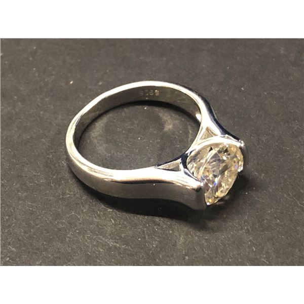 GRA CERTIFIED 3.00 CARAT MOISSANITE VVS D SET IN A HALF BEZEL SET IN STERLING SILVER APPRAISED VALUE