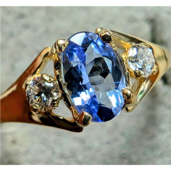 $1800, 10K(1.2g), TANZANITE (0.35ct), LAB DIA (0.06ct)RING, size 6.5, appraised value $1800, ring re