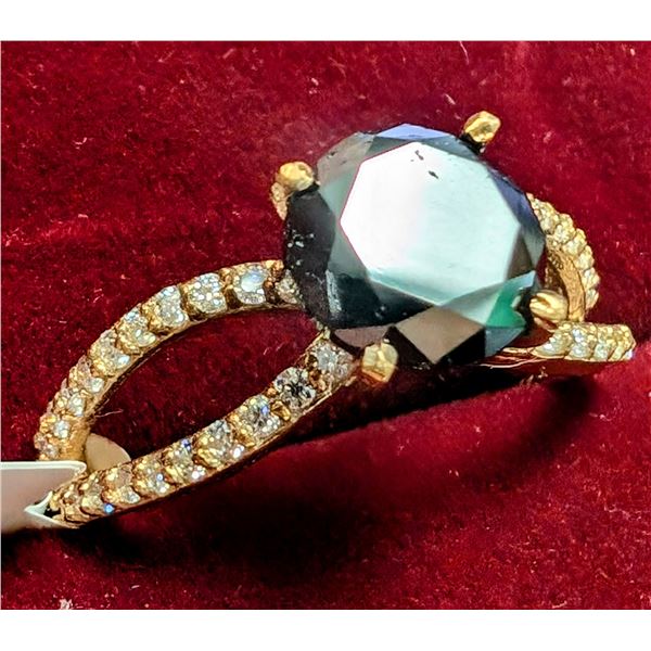 $2940, 10K(2.02g), BLACK DIAMOND+MOISSANITE (2.2ct) RING, appraised value $2940