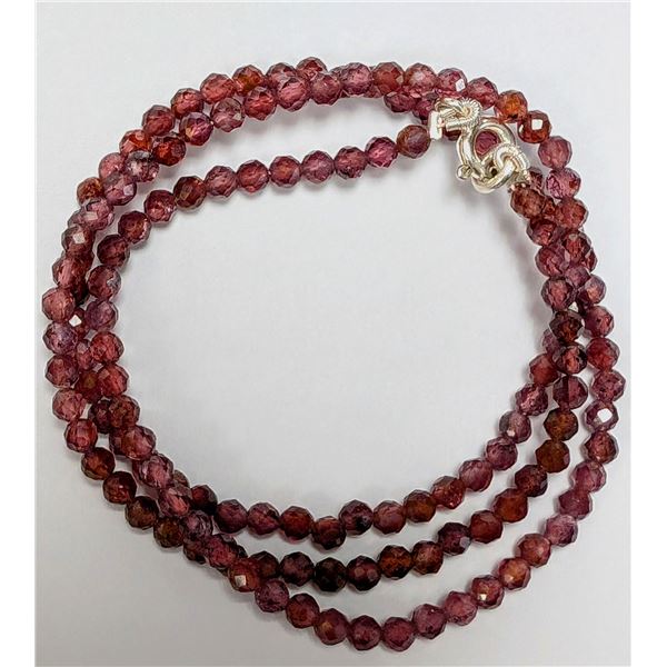 $300, SILVER(7.04g), GARNET NECKLACE 16", retail value $300