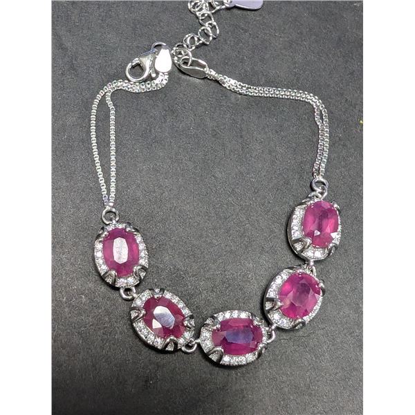 $800, SILVER(6.92g), RUBY (10ct)BRACELET 7-8", retail value $800