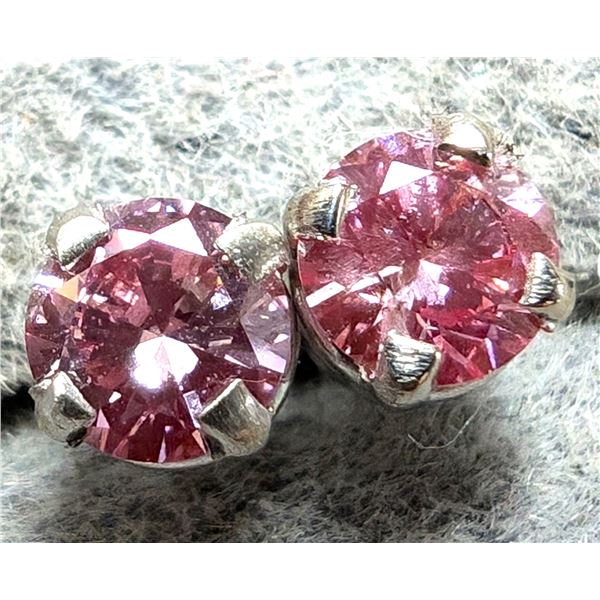$1200, 14K(0.35g), LAB PINK DIAMOND (0.37ct)EARRING, retail value $1200