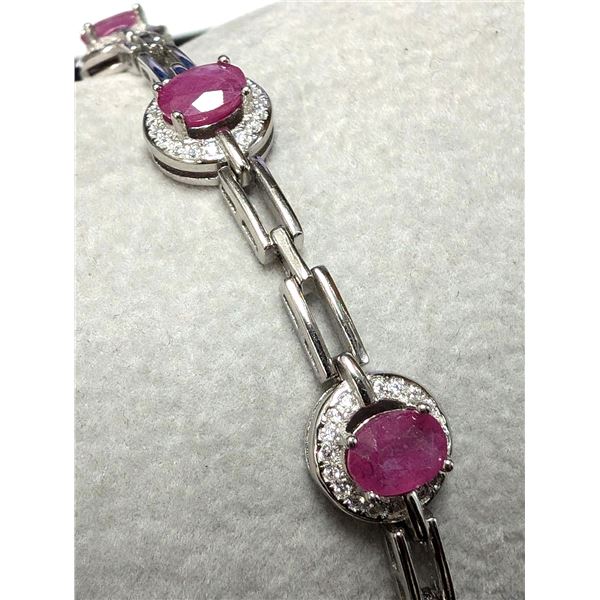 $600, SILVER(9.08g), RUBY (4ct)BRACELET 7-8", retail value $600