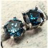 Image 4 : $1175, 14K(0.53g), LAB BLUE DIAMOND (0.6ct)EARRING, appraised/retail value $1175