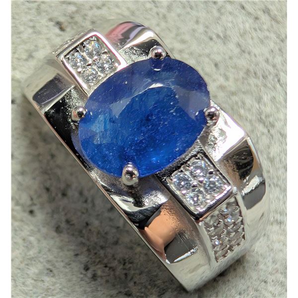 $360, SILVER(6.53g), SAPPHIRE (3ct)RING, size , appraised/retail value $360, ring resizeable for $50