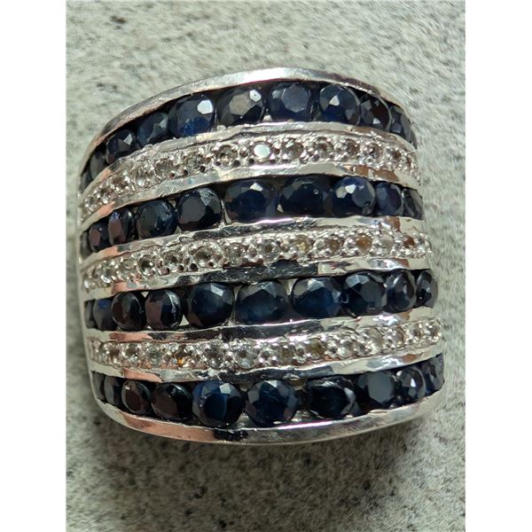 $150, SILVER(9.45g), SAPPHIRERING, size , appraised/retail value $150, ring resizeable for $50