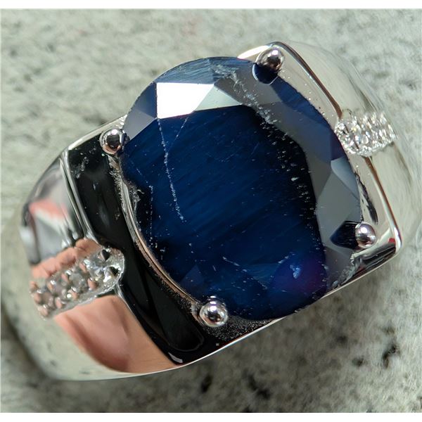 $400, SILVER(6.8g), SAPPHIRE (4.15ct)RING, size , appraised/retail value $400, ring resizeable for $