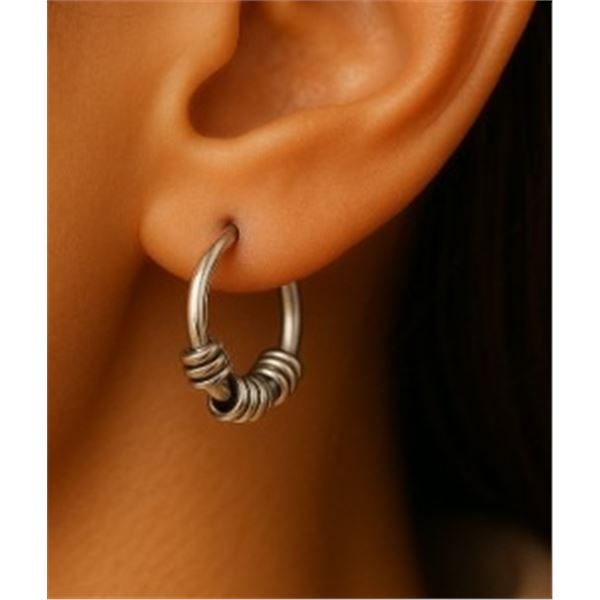 $30, SILVER MINI HOOP EARRING , appraised/retail value $30