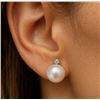 Image 1 : $240, 14K PEARL, LAB DIAMOND (0.03ct) EARRING , appraised/retail value $240
