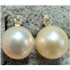 Image 2 : $240, 14K PEARL, LAB DIAMOND (0.03ct) EARRING , appraised/retail value $240