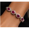 Image 1 : SILVER(8.88g), RUBY (3.6ct), CZ (0.4ct) BRACELET 7.5", appraised/retail value $900