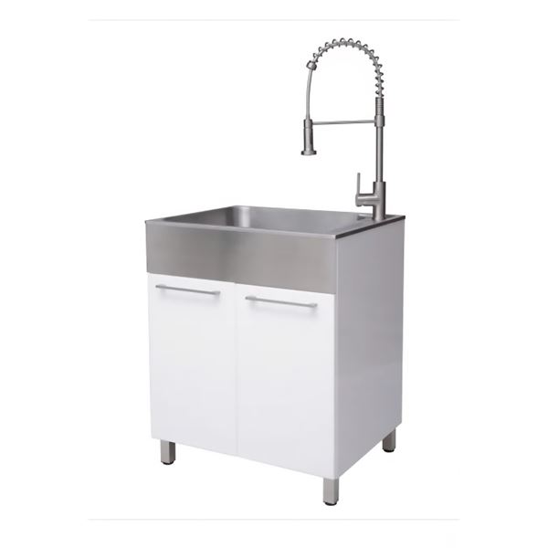 Transform 28 in. Laundry Cabinet with Stainless Steel Sink & Pull Down Faucet - Retail Value $479.99