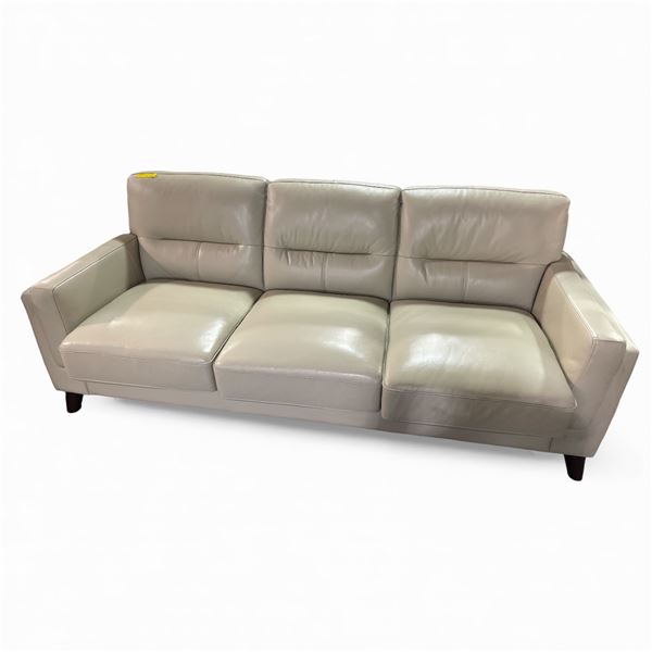 New 3-Seater Leather Sofa - Vanilla (C1880 MIX), Approx. H31" x W83" x 37" - Without Box