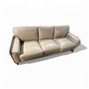 Image 1 : New 3-Seater Leather Sofa - Vanilla, Approx. H31" x W86" x 36" - Without Box
